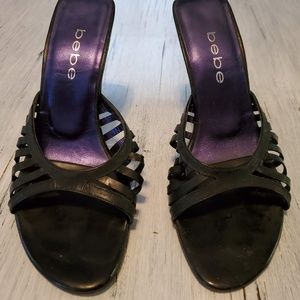 Black Bebe slip on heels